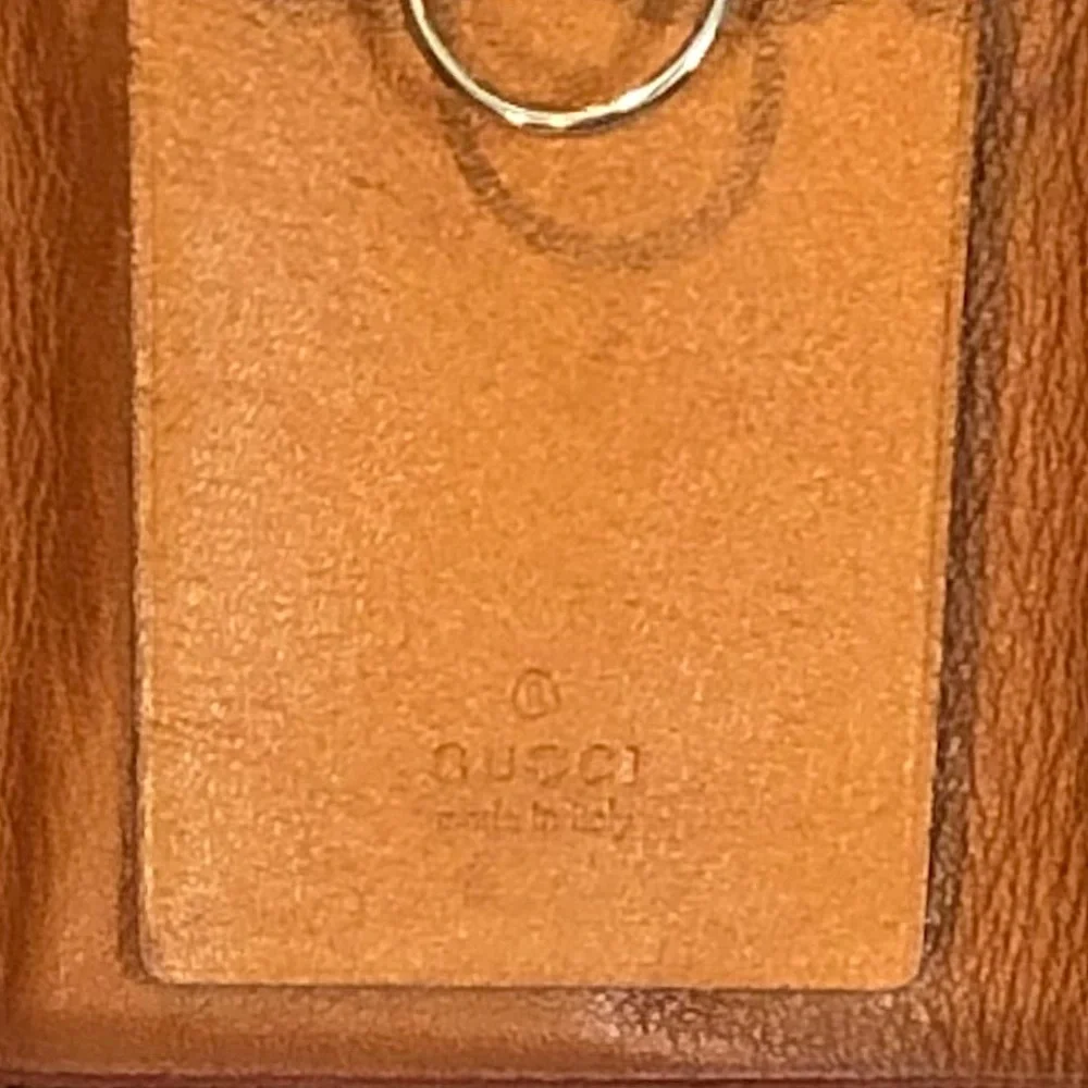 GUCCI GG Monogram Canvas Burned Orange Leather Trifold Key Card Holder